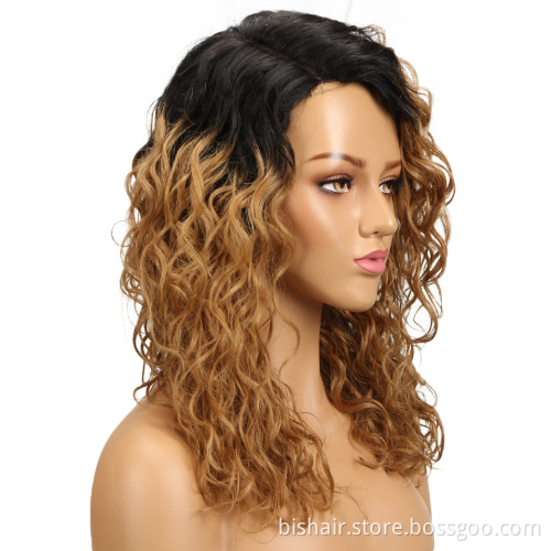 BIS Blonde Curly Human Hair Wigs For Black Women T1b/27 Colored Cheap Human Hair Wigs Short T Part Lace Kinky Curly Wig